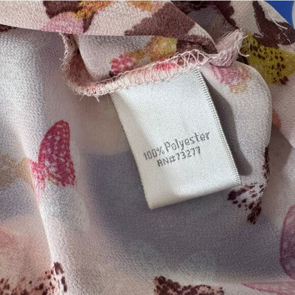 LC Lauren Conrad Small Long Sleeve Blouse Polyetser Butterfly Pirnt - Picture 4 of 8